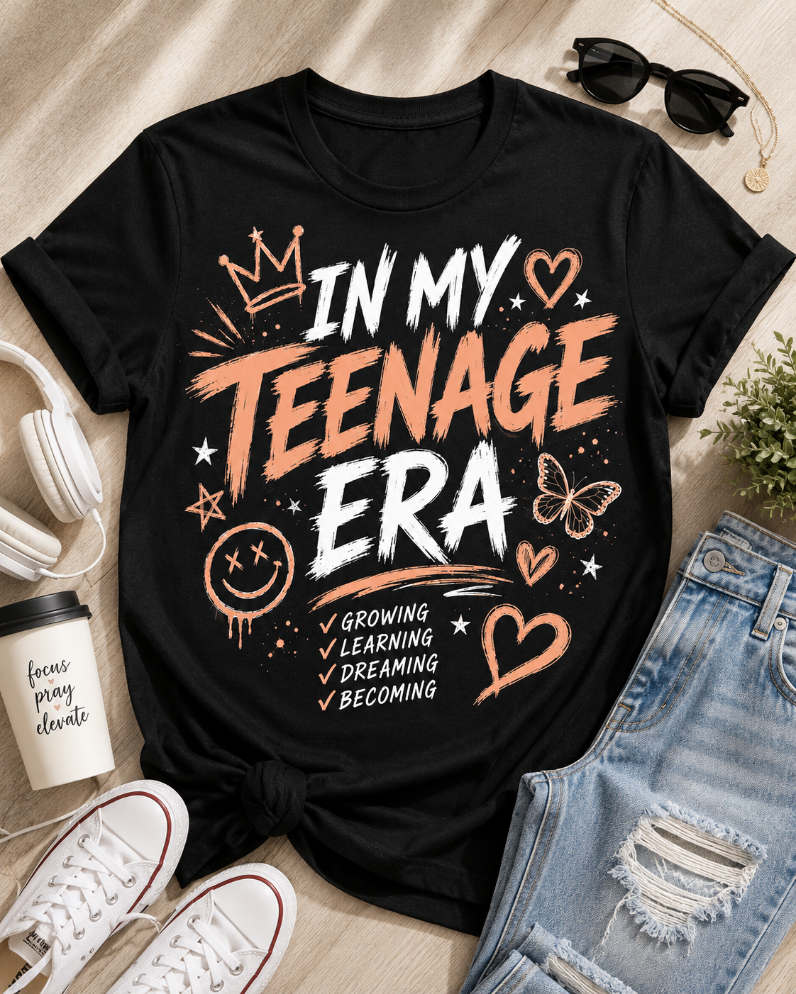 In My Teenage Era Shirt | Trendy Back to School Graphic Tee for Teen Girls | Cute Youth Shirt | First Day of School Outfit | Inspirational Student Tee