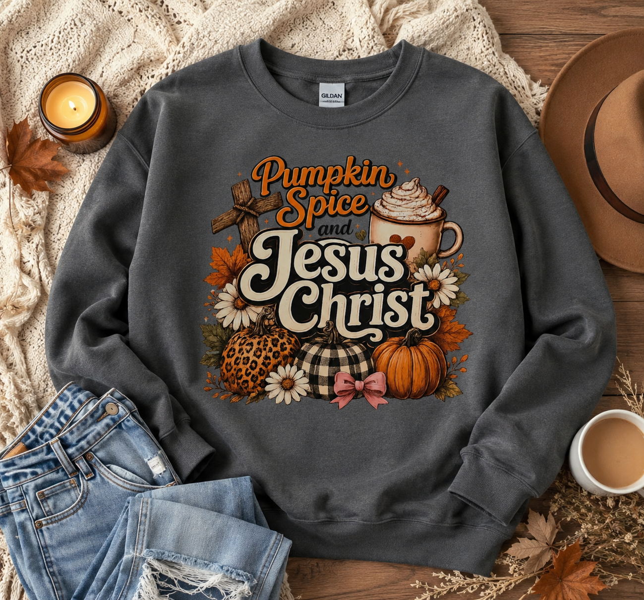 Pumpkin Spice and Jesus Christ Sweatshirt | Christian Fall Crewneck | Faith Based Pumpkin Sweatshirt | Cozy Autumn Christian Shirt