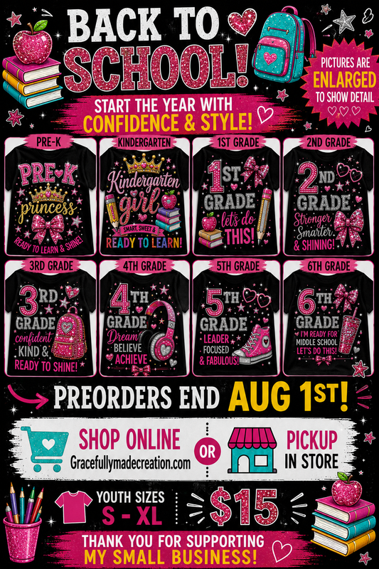 Girls Princess Back to School Shirt | Personalized Pre-K–6th Grade First Day of School Tee | Rhinestone Style Youth T-Shirt