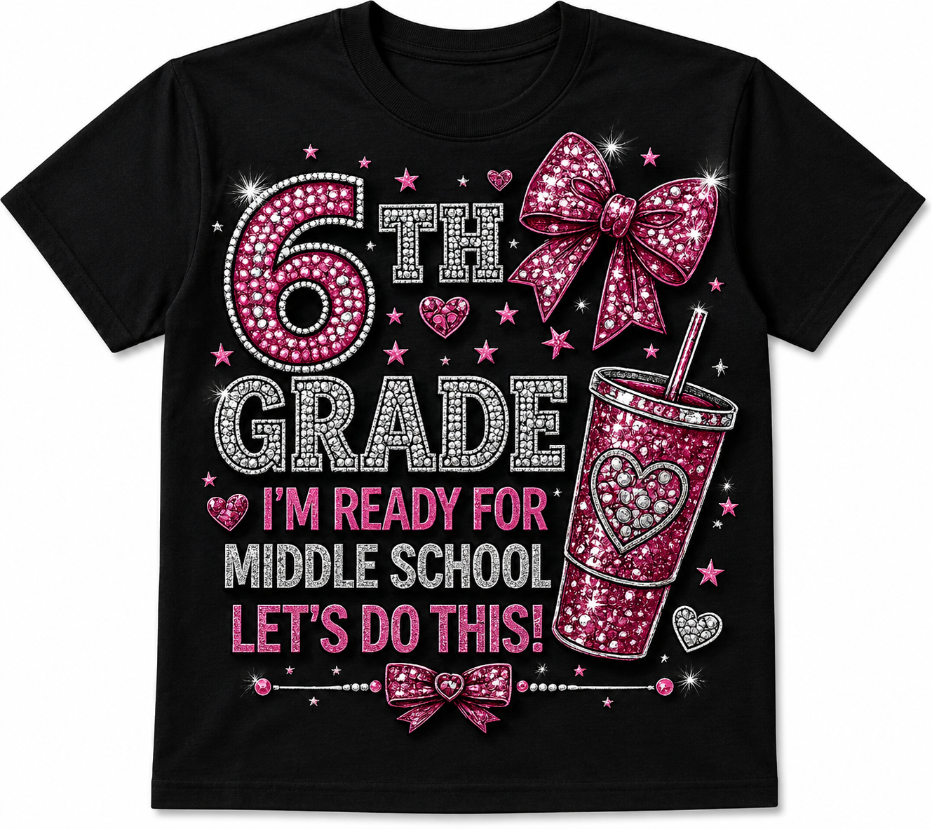 Girls Princess Back to School Shirt | Personalized Pre-K–6th Grade First Day of School Tee | Rhinestone Style Youth T-Shirt