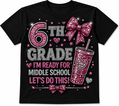 Girls Princess Back to School Shirt | Personalized Pre-K–6th Grade First Day of School Tee | Rhinestone Style Youth T-Shirt
