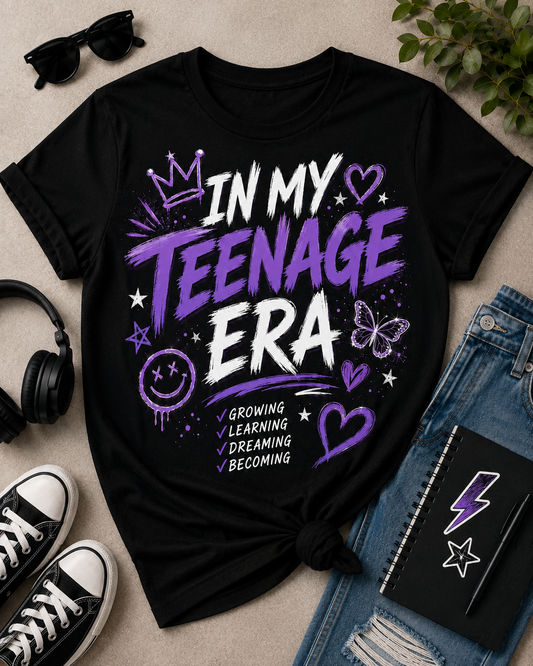 In My Teenage Era Shirt | Trendy Back to School Graphic Tee for Teen Girls | Cute Youth Shirt | First Day of School Outfit | Inspirational Student Tee