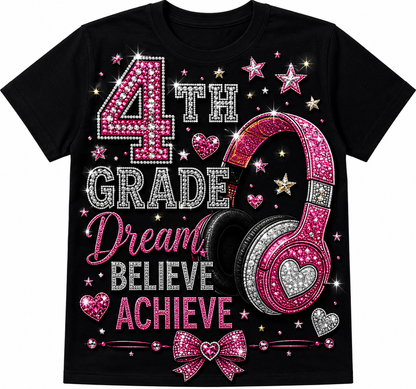 Girls Princess Back to School Shirt | Personalized Pre-K–6th Grade First Day of School Tee | Rhinestone Style Youth T-Shirt