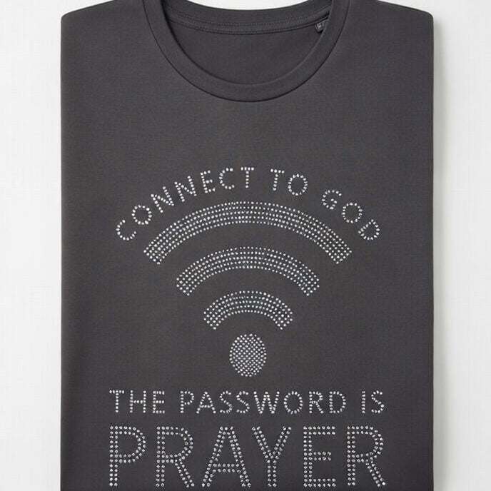 Connect to God The Password is Prayer Rhinestone T-Shirt | Christian T-Shirt - Inspirational Faith Apparel