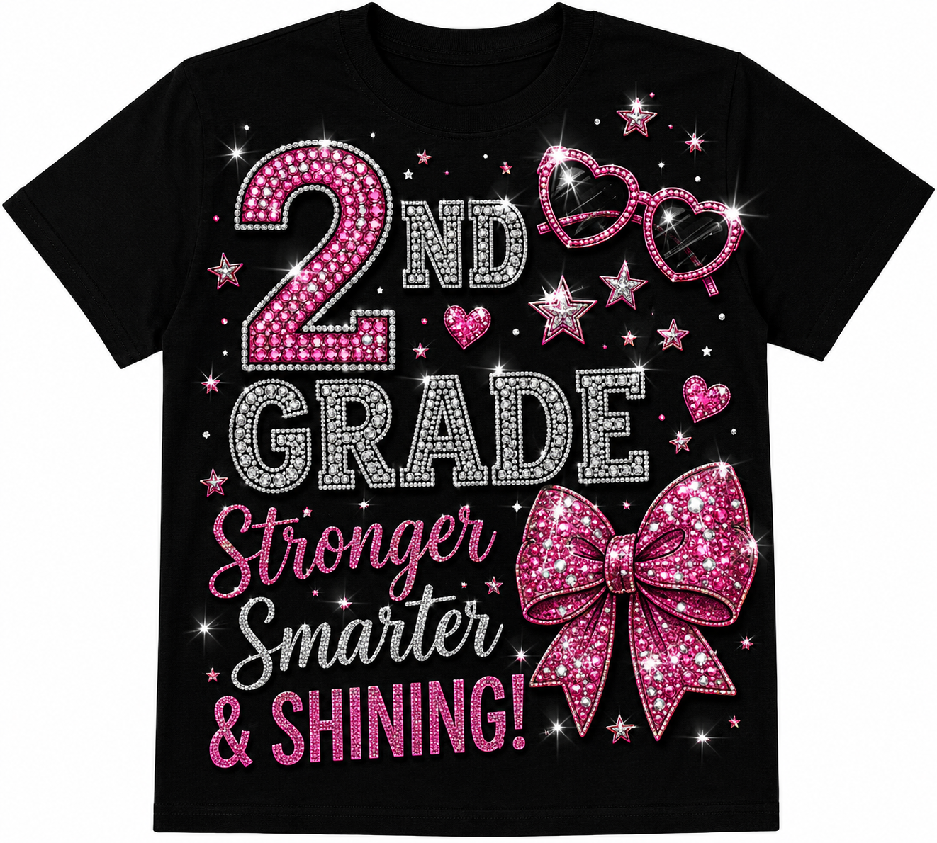 Girls Princess Back to School Shirt | Personalized Pre-K–6th Grade First Day of School Tee | Rhinestone Style Youth T-Shirt