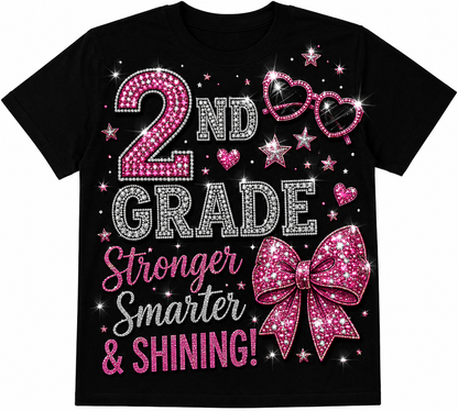 Girls Princess Back to School Shirt | Personalized Pre-K–6th Grade First Day of School Tee | Rhinestone Style Youth T-Shirt