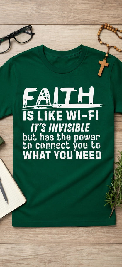 Faith Is Like Wi-Fi Christian T-Shirt | Funny Faith Graphic Tee | Christian T-Shirt - Inspirational Faith Apparel