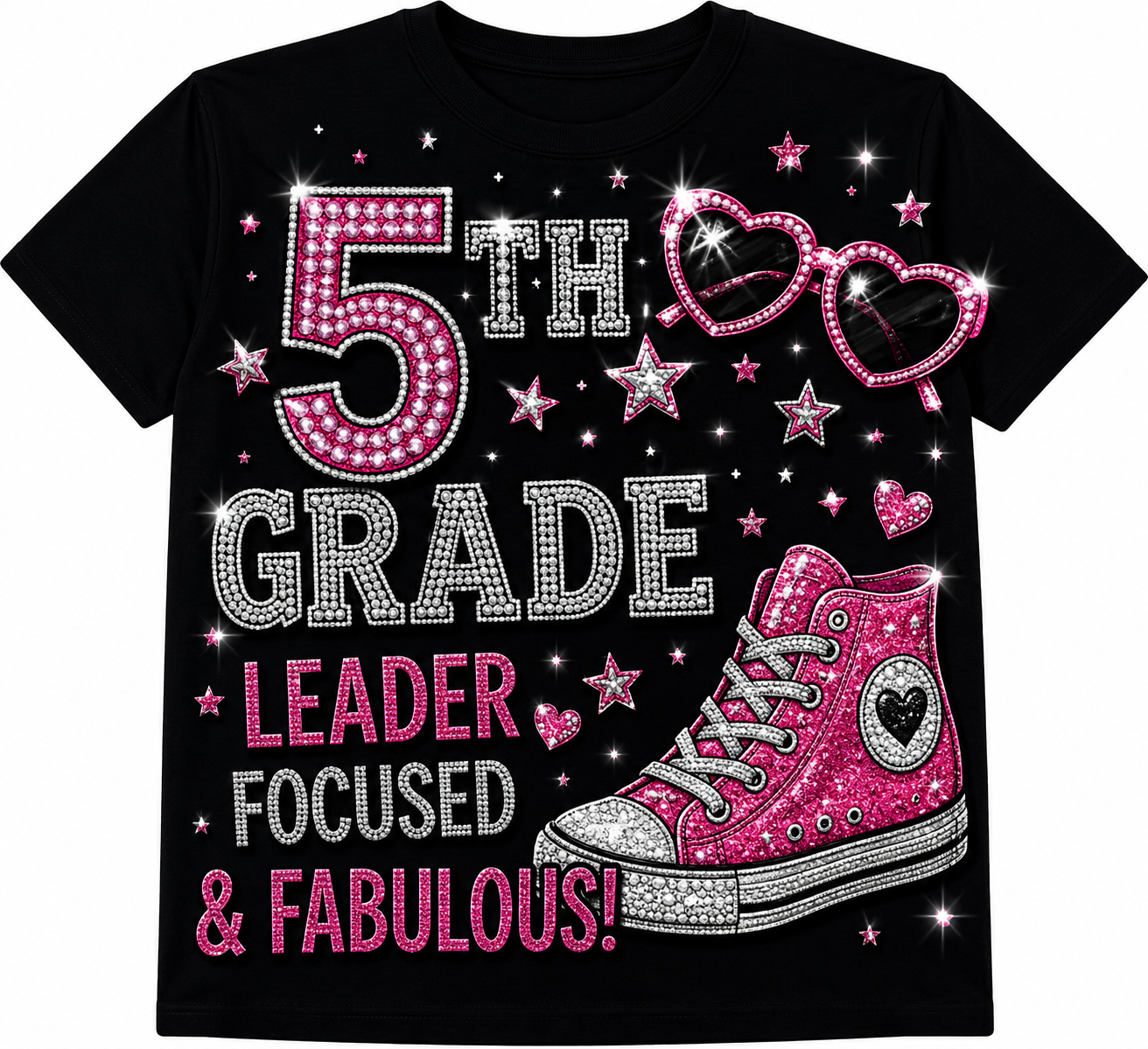 Girls Princess Back to School Shirt | Personalized Pre-K–6th Grade First Day of School Tee | Rhinestone Style Youth T-Shirt