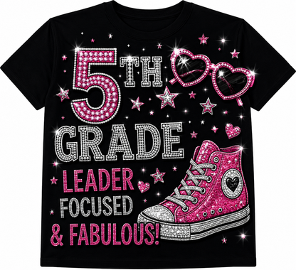 Girls Princess Back to School Shirt | Personalized Pre-K–6th Grade First Day of School Tee | Rhinestone Style Youth T-Shirt