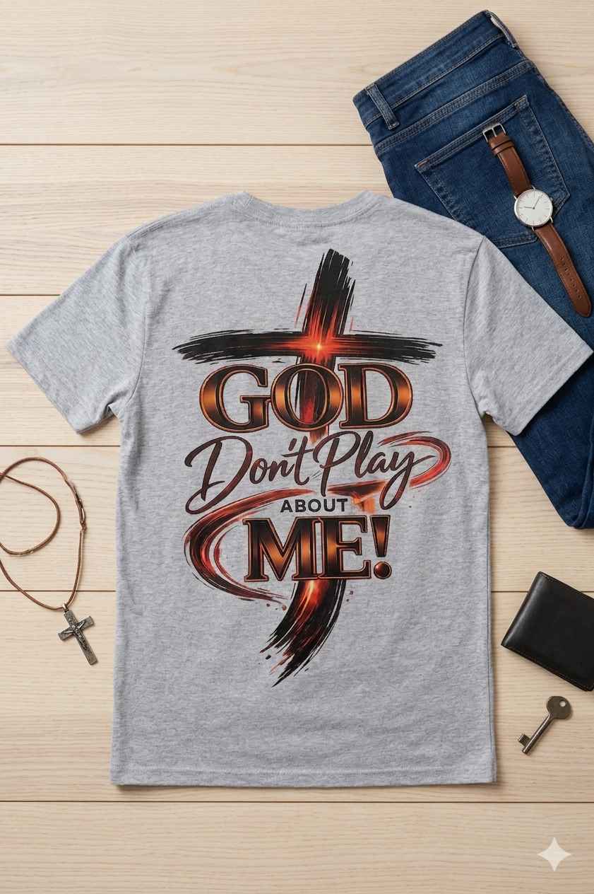 God Don't Play About Me" Men's Faith T-Shirt – Urban Christian Streetwear with Back Design