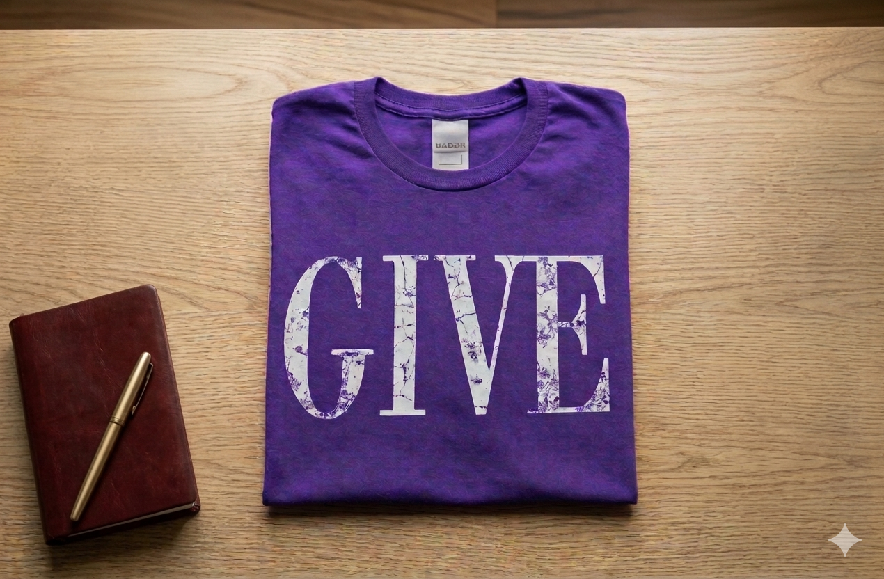 Give Grace Purple Graphic Tee Set | Distressed Front & Back T-Shirt